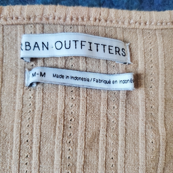 Urban Outfitters Ribbed Button-Up Crop Top - Cream - Picture 2 of 7